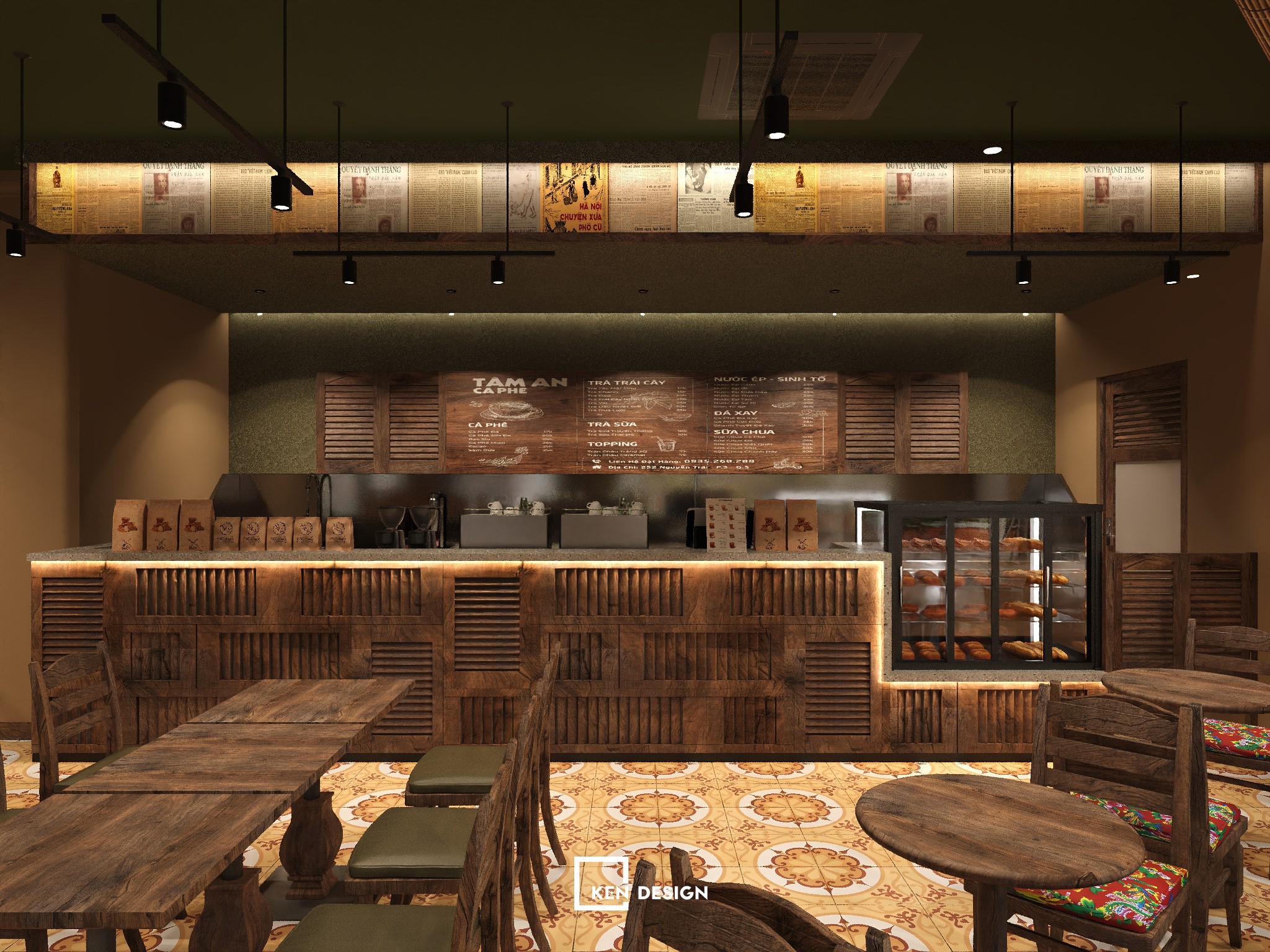 Thi công quán cafe 80m2 với 350 triệu